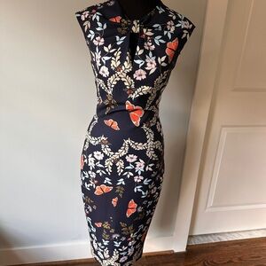 Ted Baker Navy Floral Midi Dress